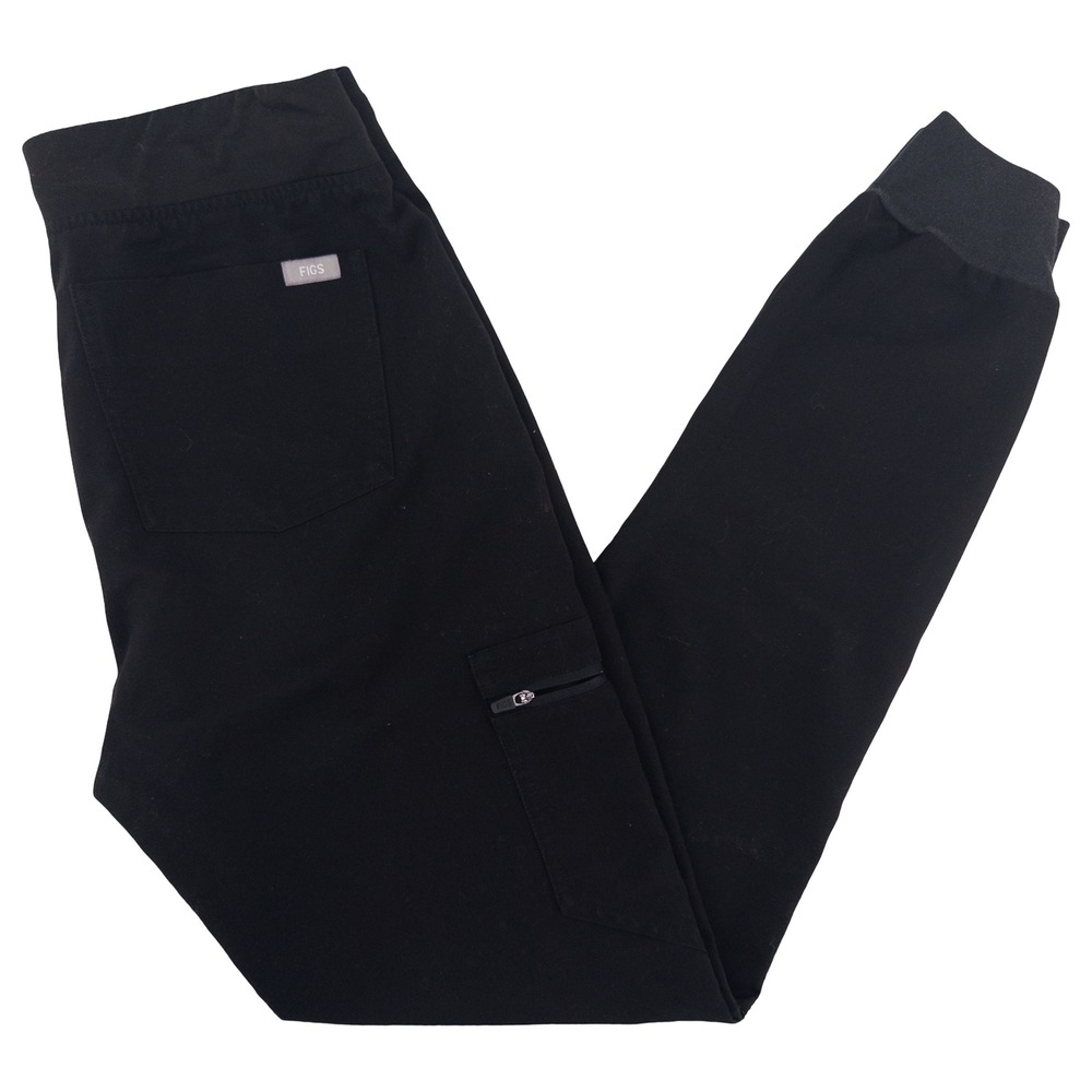 FIGS Womens Small Tall Zamora Jogger Scrub Pants Black Technical Collection